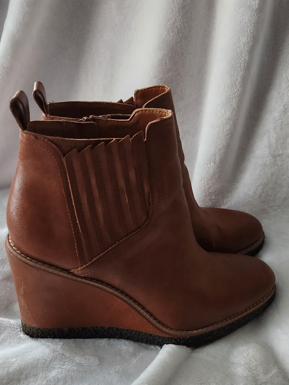 Zodiac Women’s Brown Wedge Ankle Boots - Leather Style